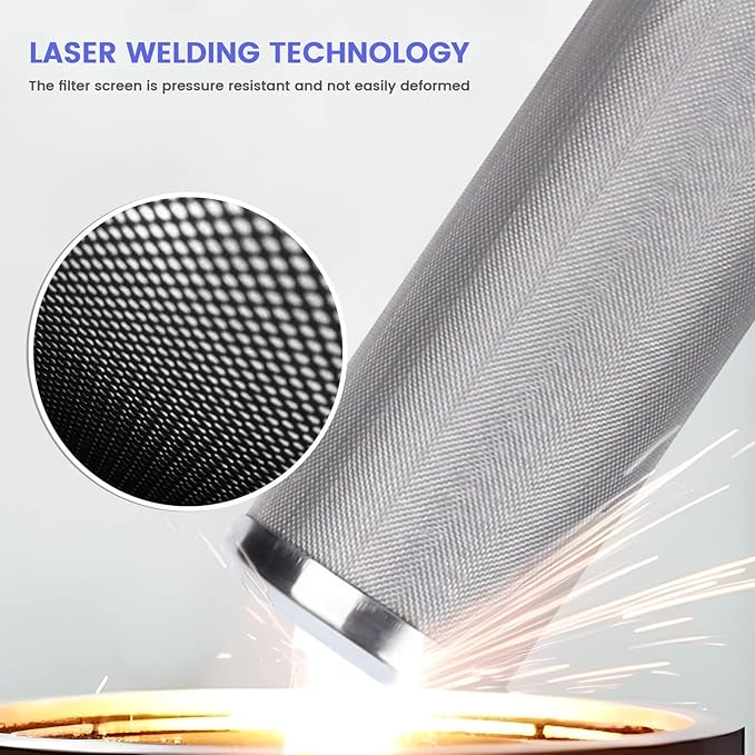 Amwater Stainless Steel Re-Cleanable Wire Mesh Filter Cartridge 20 "Length,2.5 "OD(10 Micron)