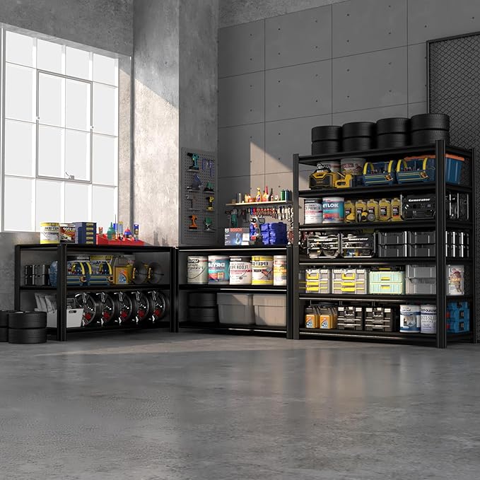 6-Tier 55" W x 24" D x 84" H Garage Shelving 3500LBS Storage Shelves Heavy Duty Metal Shelf Unit Adjustable Basement Industrial Storage Racks (6T-84 * 55 * 24)