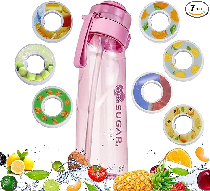 Generic Water Bottle with Flavor Pods 650ml BPA Free Water Cup with 7 Scented Water Bottle Flavor Pods Sports Water Bottle Suitable for Outdoor