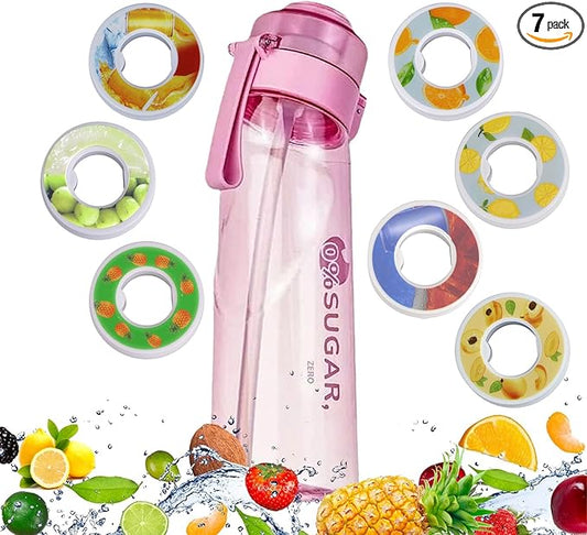 Generic Water Bottle with Flavor Pods 650ml BPA Free Water Cup with 7 Scented Water Bottle Flavor Pods Sports Water Bottle Suitable for Outdoor