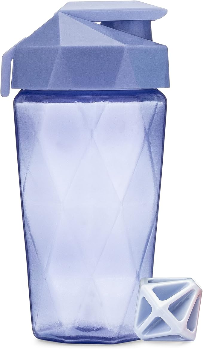 Classic 20oz Blender Shaker Bottle | Protein Shaker Bottle with Diamond Agitator | Shaker Cup with Carrying Handle and Dishwasher Safe | Light Blue - 20-Ounces