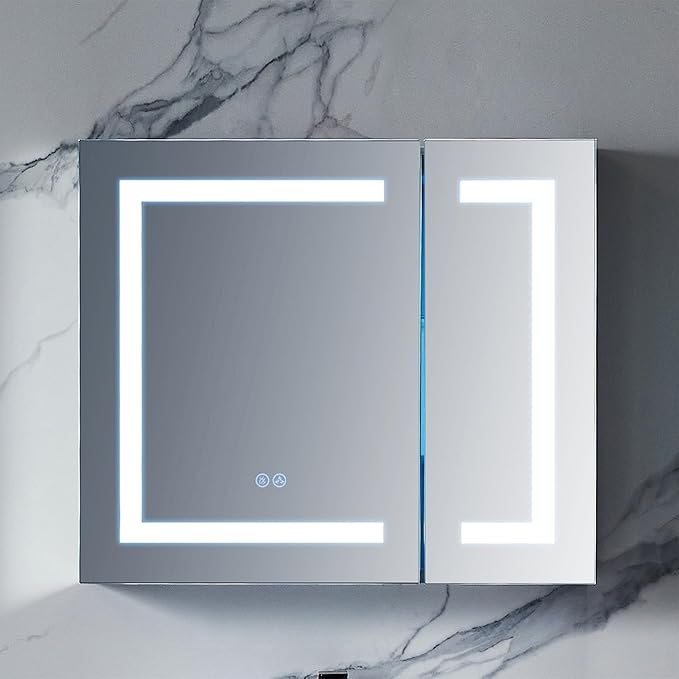 Blossom LED Medicine Cabinet Mirror for Bathroom 30x26 - Lighted Medicine Cabinet with Mirror - Recessed/Surface Mount - Anti-Fog, Dimmable, 3 Color Light Makeup - Wall Mounted Storage Cabinet