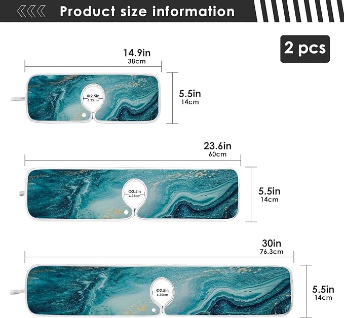 Blue Marble Golden Glittery Faucet Water Catcher Mat 2 Pack Tie Dye Drying Mat Absorbent Bathroom Faucet Handle Drip Catcher Tray Bar RV Kitchen Sink Splash Guard 30x5 Inches