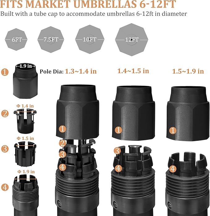 42lbs Patio Umbrella Base with Wheels - Heavy Duty Outdoor Patio Market Umbrella Stand for Deck, Poolside, Balcony, Wind-Resistant Design, Decorative Wood Pattern