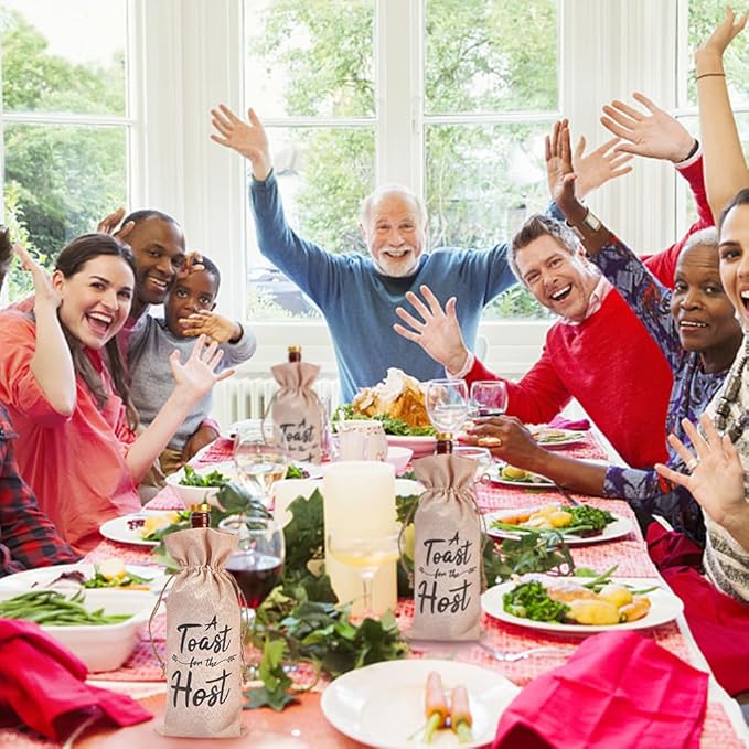 PLIGREAT 4 Pcs Cotton Linen Wine Bottle Bags Bulk Champagne Wine Gift Wraps Bag for Housewarming Wedding Shower Party Gifts Packaging Bag Reusable Jute Burlap Wine Bottle Storage Bag with Drawstring