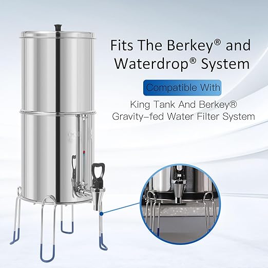 Water Filter Stainless Steel Stand, with Rubberized Non-Skid Feet, Replacement for Berkey® Water Filter System, King Tank Gravity-fed Water Filter System