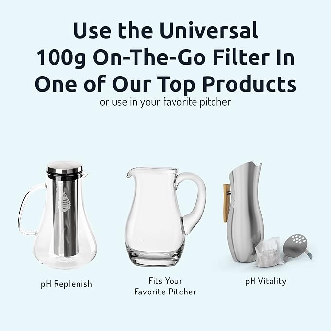 Invigorated Water pH ON-The-GO Alkaline Water Filter Pouch- Portable Alkaline Water Filtration System for Your Bottle, Pitcher, Jug, Container - High pH Water - Long-Life 105 Gallon/400 Litre (1-Pack)