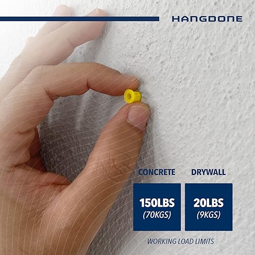 Ribbed Wall Anchors #4-#6 7/8-Inch with Screws 100-Pack, Yellow, Plastic Anchor for Drywall/Concrete, Pan Head Phillips Screw Included