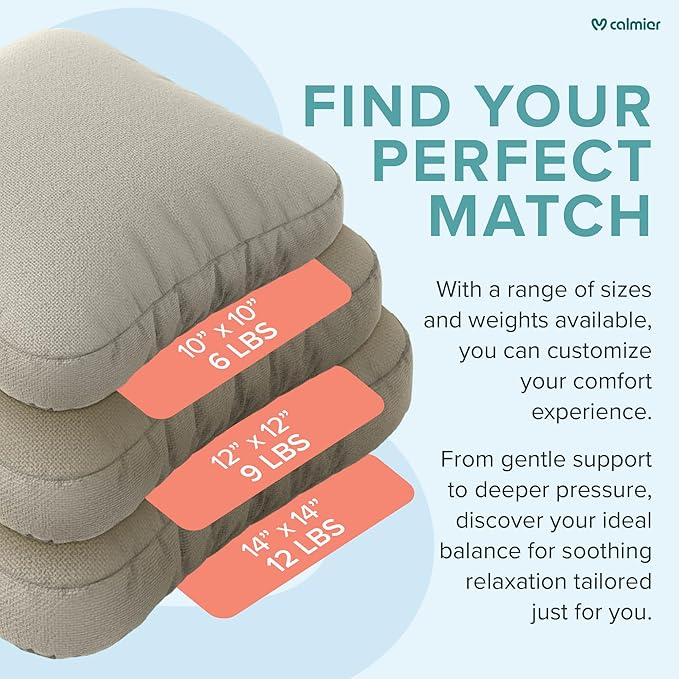Calmier - 9 lb Sensory Weighted Pillow - Glass Bead Filled Hug Pillow - Ultra Plush Cozy Weighted Pillows for Adults and Kids - Child Sensory Pillow - Weighted Lap Pad (Tan - Fleece, 9 LBS)