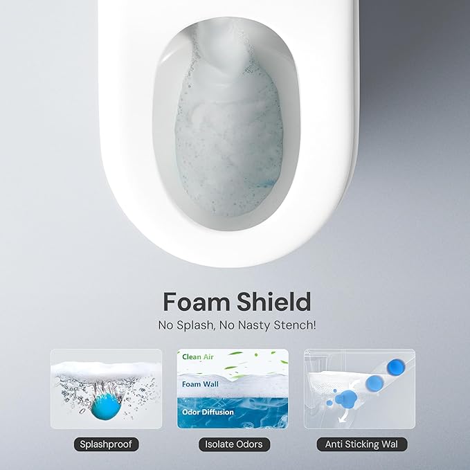 K2 Smart Toilet with Bidet Built In, One Piece Toilet with Built-in Tank, Auto Open Close Lid, Auto Flush, Remote Control, Heated Seat, Adjustable Heat, Foam Shield, Built-In Dryer, Night Light