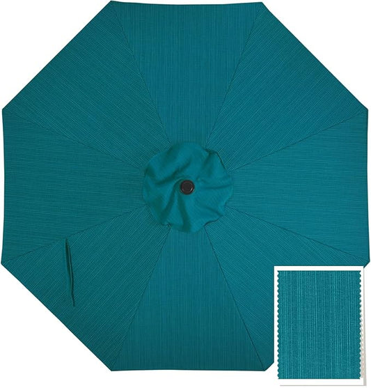 MASTERCANOPY 10-Year-Non-Fading 9FT Patio Umbrella Replacement Canopy-Teal Stripe Canopy Only