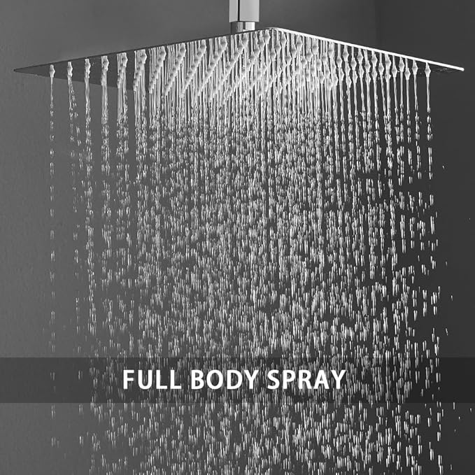 Polished Chrome Shower System Bathroom 16 Inch Rain Shower Head Ceiling Mount with Handheld Luxury High Pressure Shower Combo Set Shower Faucet Rough-in Valve Body and Trim Included