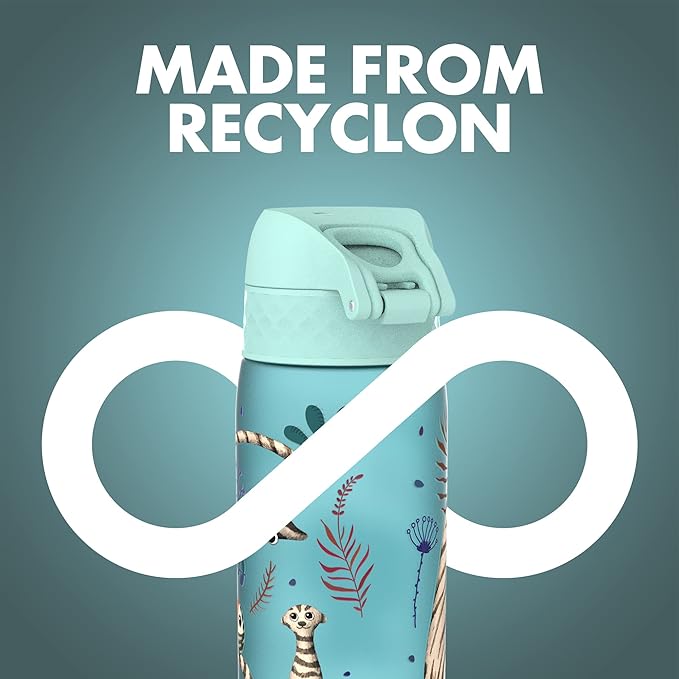 Ion8 Water Bottle, 500 ml/18 oz, Leak Proof, Easy to Open, Secure Lock, Dishwasher Safe, BPA Free, Hygienic Flip Cover, Carry Handle, Easy Clean, Odor Free, Carbon Neutral, Blue, Zebra Fans Design