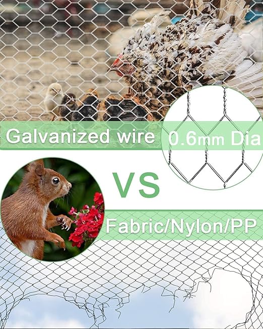 vensovo Galvanized Chicken Wire Mesh - Garden Animal Barrier Fence, 0.8 inch Mesh Fence for Pet,Rabbit,Poultry(16.5"×393")