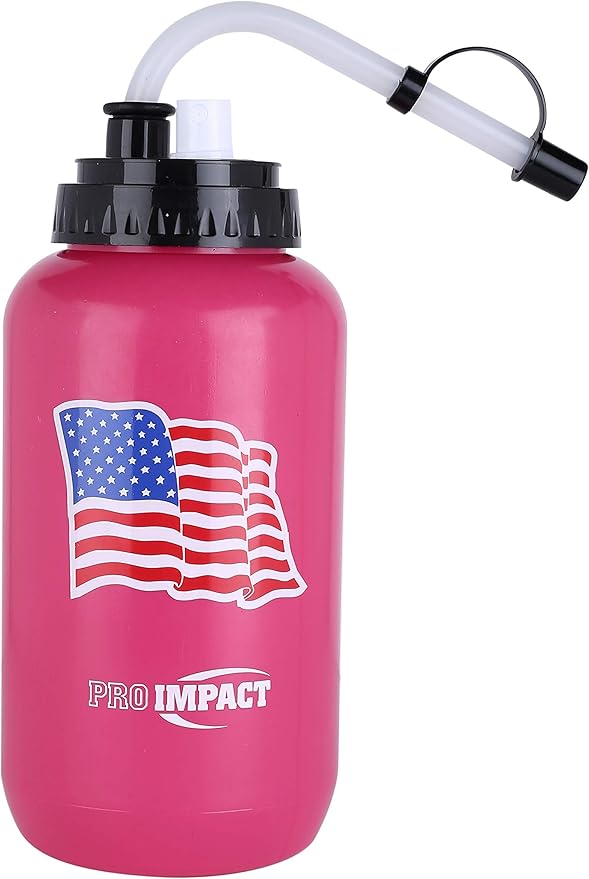 Pro Impact Squeezable Water Bottle with Bendable Long Straw and Spray cap - LDPE BPA Free Plastic - Hydration for Baseball Hockey Gym MMA Yoga Boxing Cycling Softball Football Lacrosse (35.5 Oz.)
