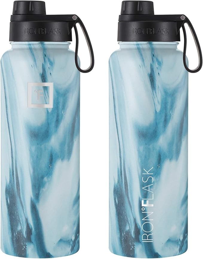 IRON °FLASK Sports Water Bottle - 40 Oz 3 Lids (Wide Spout Lid), Leak Proof - Stainless Steel Gym & Sports Bottles for Men, Women & Kids - Double Walled, Insulated Thermos, Mothers Day Gifts for Mom