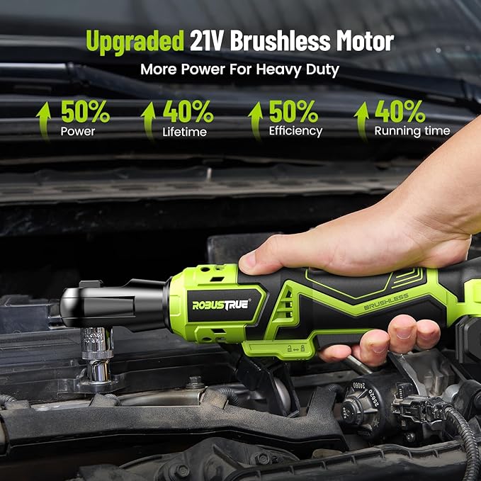 1/2" Electric Ratchet Wrench: 66Ft-lbs/400 RPM Variable Speed Cordless Power Ratchet Kit with 2x2000mAh Li-Ion Batteries, 8 Sockets, 1/4" and 3/8" Adapters, 3" Extension Bar for Auto Repair