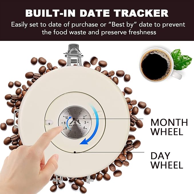 ShanSon Coffee Canister Airtight Coffee Container Stainless Steel Coffee Bean Storage Container with CO2 Release Valve and Scoop Coffee Canister for Beans,Grounds,Sugar,Flour,Tea,Cereal,11OZ,Green