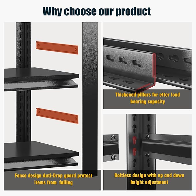 78" H,Metal Garage Shelving Heavy Duty 5-Tier Adjustable Storage Shelves Easy to Assemble, Garage Organization with 4500lbs Capacity,Shelving Racks for Storage,Ideal for Garage,Basement,Warehouse