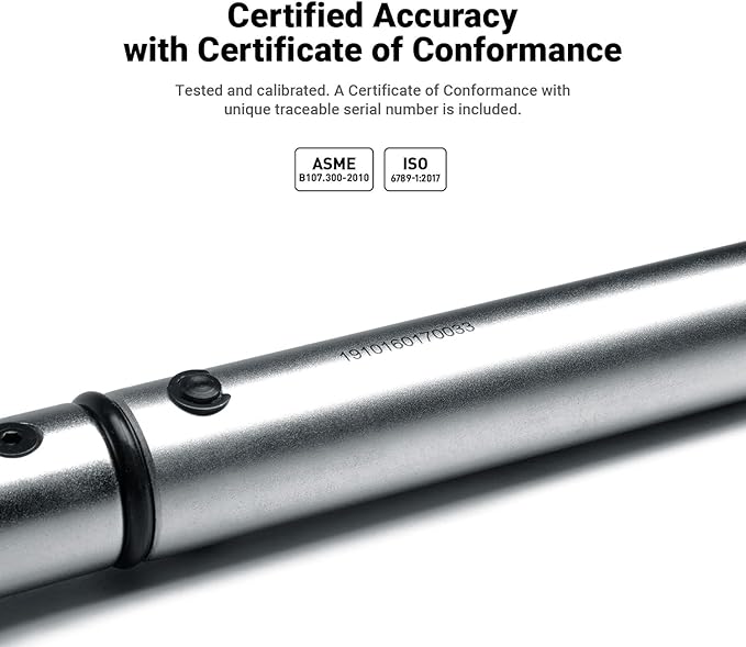 Capri Tools 31202-250FL 30-250 Foot Pound Industrial Torque Wrench, 1/2" Drive, Matte Chrome