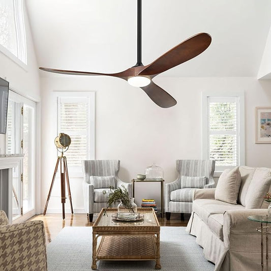 72" Ceiling Fans with Lights, 72 inch Ceiling Fan with Lights, High cfm Quiet 3 Blade Wood Walnut Ceiling Fan, Large Modern Ceiling Fan with Remote, Propeller Fans for Patios,Dark Walnut