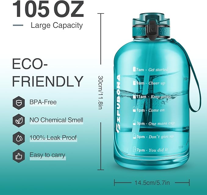GIFUBOWA 3L Motivational Large Water Bottle with Time Marker 3 Liter Big Drinking Bottle 0.8 Gallon