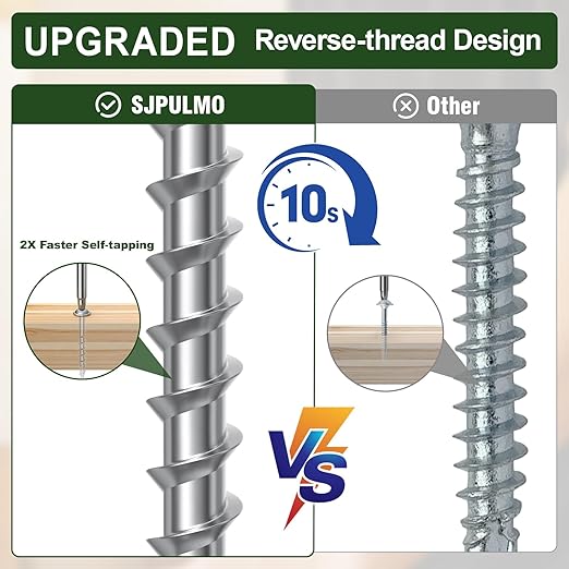Pocket Hole Screws 2-1/2 Inch，600Pcs Exterior Pocket Screws #8 X 2-1/2" Reverse-Thread 2X Faster Self-Tapping for Woodworking DIY Projects Pocket Joinery Drive Bit Included(Silver)