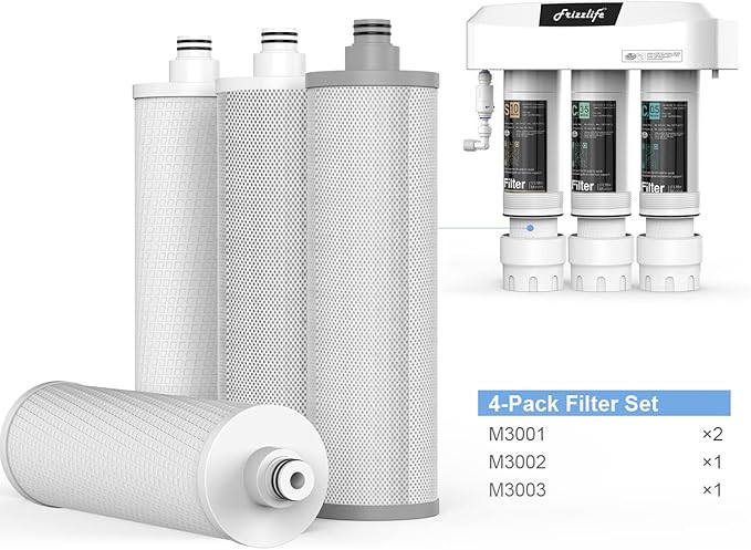 Frizzlife M3005 Replacement Filter Cartridge Set (4 Pack) For SK99,SP99,SK99 NEW and SP99 NEW Under Sink Water Filter System
