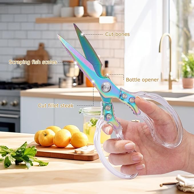Kitchen Scissors, Heavy Duty Sharp Kitchen Shears Dishwasher Safe, Kitchen Accessories Cooking Shears for Kitchen Meat Chicken Fish Poultry Herb Bread (Blade Gold)