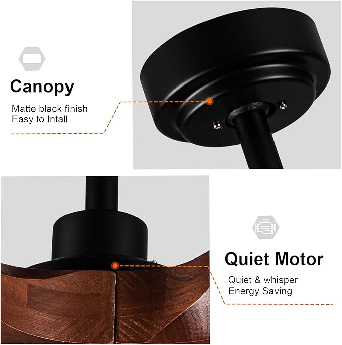 NicBex Ceiling Fan 60 Inch Indoor Antique No Light Ceiling Fans with Remote Control Double Finish Ceiling Fan with 5 Wood Blades for Living Room, Bedroom, Brown