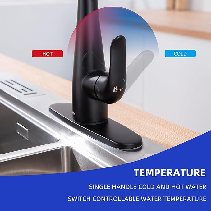 Kitchen Faucet with Soap Dispenser and Pull Down Sprayer - Stainless Steel Single Handle Kitchen Sink Faucet, 1 or 3 Hole Design for Modern Farmhouse Kitchens, Rv, and Bar Sinks (Matte Black)