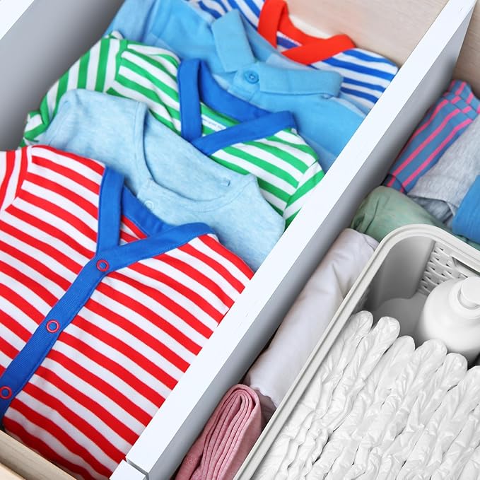 4 Pcs Deep Bamboo Drawer Dividers, Deep Kitchen Dresser Drawer Organizer with Spring Loaded for Clothes, Adjustable Expandable from 15-22 Inch(6 Inch,White)