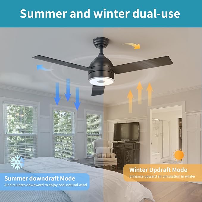 Black 60 Inch Ceiling Fan with RGB Dimming LED Light,with Music Bluetooth Speaker,with Remote Control,3-Speed Regulation, Reversible Motor,Timing,for Living Room,Bedroom,Restaurant