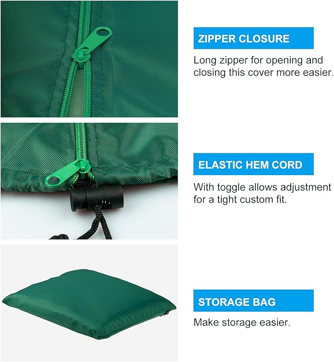 OKPOW Patio Umbrella Cover for 9ft to 12ft Outdoor Umbrellas - 420D Waterproof Garden Market Umbrella Cover Outside Parasol Covers with Zipper for Deck Pool Beach Umbrellas, Green