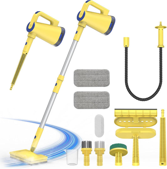 Steam Mop with Detachable Handheld Steam Cleaner for Home Cleaning,13OZ Water Tank,with Handheld 6-in-1 Multi-function Attachments for Hardwood Floors,Clothes,Windows,Tiles Grout and Furniture