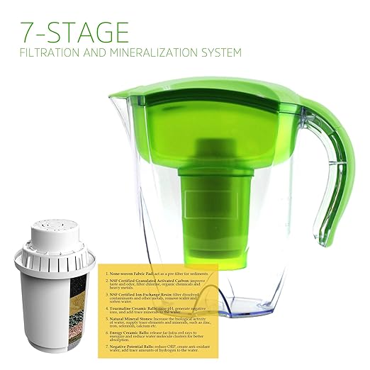 Alkaline Water Filter Pitcher, 3,5L Filter Kettle, High PH Alkaline Water Filter Pitcher, Unique Multi-Stage Filtration, BPA Free for Healthy, Clean & Toxin-Free Mineralized Water (Water Pitcher)