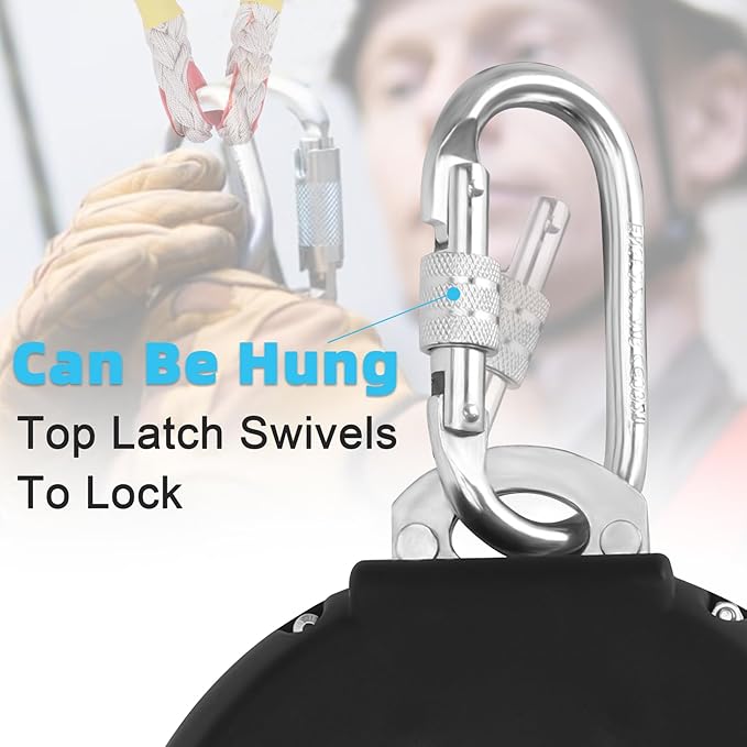 20 FT Retractable Safety Lanyard, Self Retracting Lanyard 20 FT with Inside Shock Absorber, No Tangle-20 Foot Retractable Fall Protection Lanyard Galvanized Steel Cable for Fall Arrest Roofing Gear