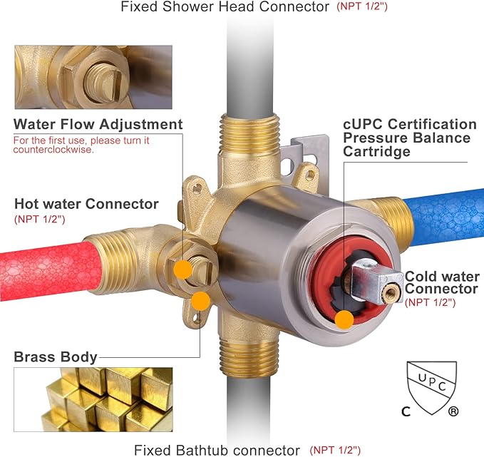 Shower Faucet Set Brushed Nickel: WOWOW Bathroom Shower System with 6-Inch Rain Shower Head, Single Handle Shower Trim Kit Combo Set High Pressure (Valve Include）