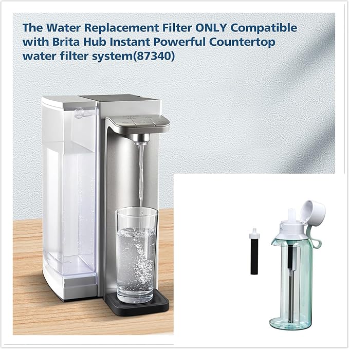 Water Filter Compatible with Brita® Hub,Use with Brita® Hub Instant Powerful Counter Water Filtration Device with 6 Pack Water Bottle Filter, Replacement for Brita® BB06, Brita® Hard Sided