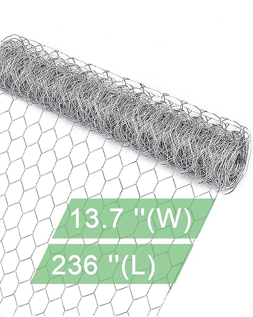 vensovo Galvanized Chicken Wire Mesh - Garden Animal Barrier Fence, 0.8 inch Mesh Fence for Pet,Rabbit,Poultry(13.7"×315")
