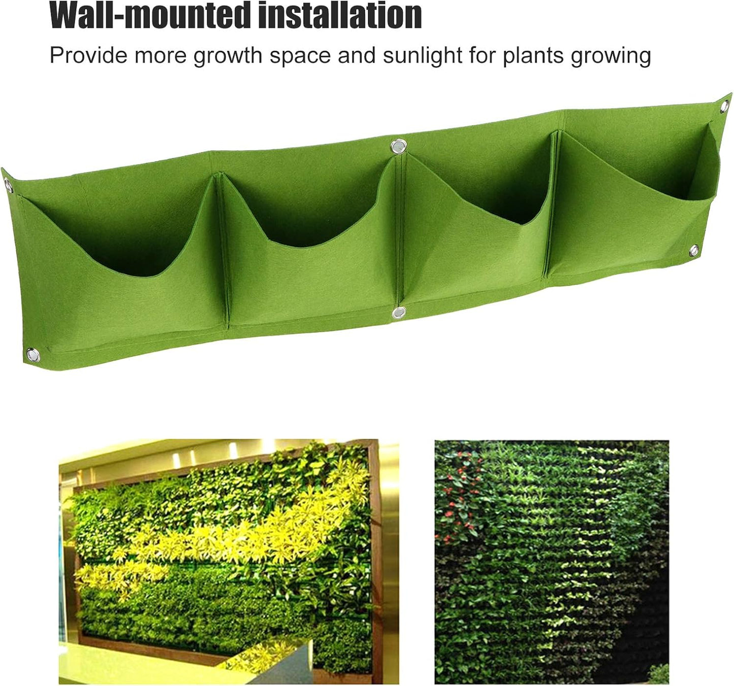 Atyhao Wall Plant Bag,4Pcs 4 Pocket Plant Grow Bag Wall Mounted Reusable Degradable Felt Garden Planter Herbs, Succulents Artificial Pl or Flowers. ()