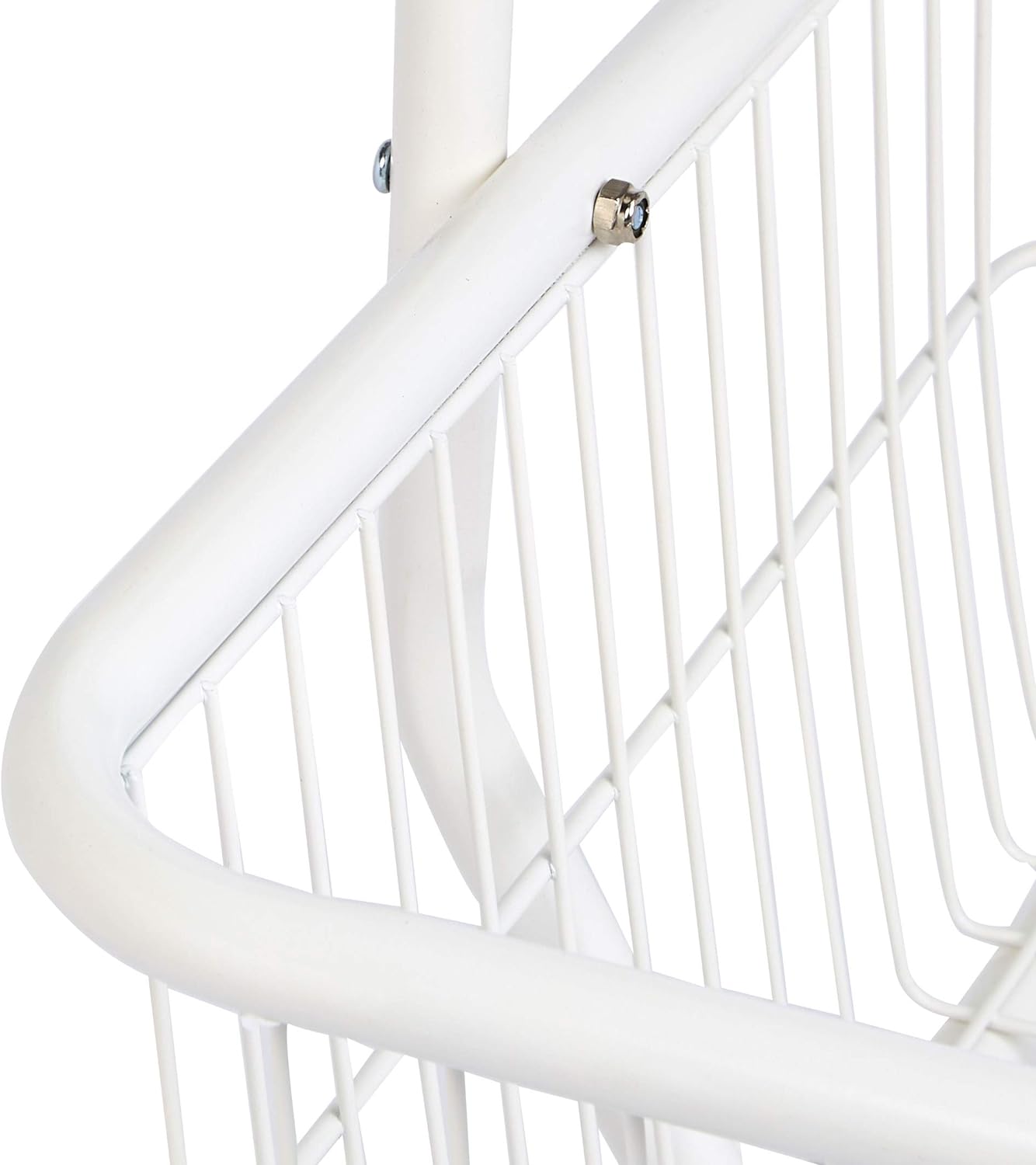 Amazon Basics Rectangular Laundry Hamper Basket Butler Cart with Wheels and Hanging Rack, White