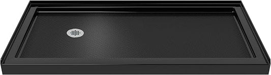 DreamLine SlimLine 36 in. D x 60 in. W x 2 3/4 in. H Left Drain Single Threshold Shower Base in Black, DLT-1136601-88