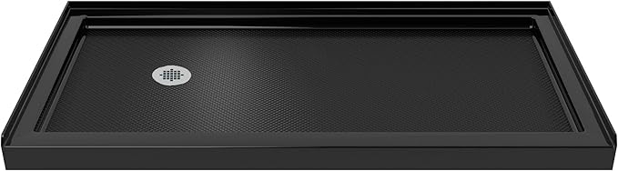 DreamLine SlimLine 32 in. D x 60 in. W x 2 3/4 in. H Left Drain Single Threshold Shower Base in Black, DLT-1132601-88