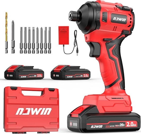 NAWIN Cordless Impact Driver Kit 20V Max Torque 240Nm（177ft-lbs）High Rotation Electric Impact Driver Brushless Motor Continuously Variable Rechargeable 1/4" impact driver 2.0Ah Batteries