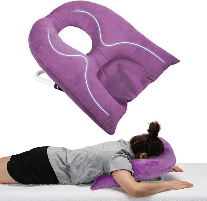 Face Down Pillow for Sleeping, Prone Pillow for Vitrectomy or Retinal Surgery, Adjustable Height Prone Prone Pillow Face Down Sleep, Retina Lying Pillow Eye Surgery Recovery (Velvet-Purple)