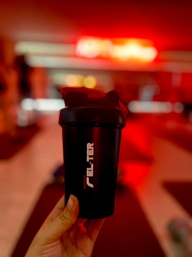 Protein Shaker Bottle – Shaker Bottle for Protein Mixes and Supplement Shakes, Protein Shaker Cup, Stainless Steel Shaker Ball Wire Whisk (Black, 14 - Ounce)