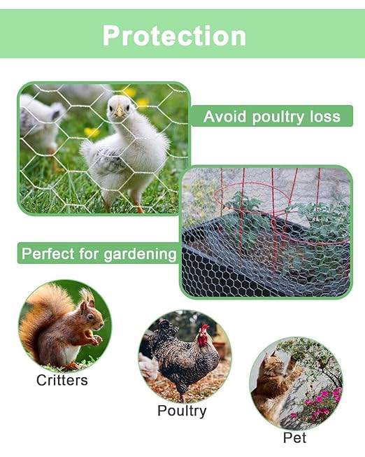 vensovo Galvanized Chicken Wire Mesh - Garden Animal Barrier Fence, 0.8 inch Mesh Fence for Pet,Rabbit,Poultry(16.5"×157")