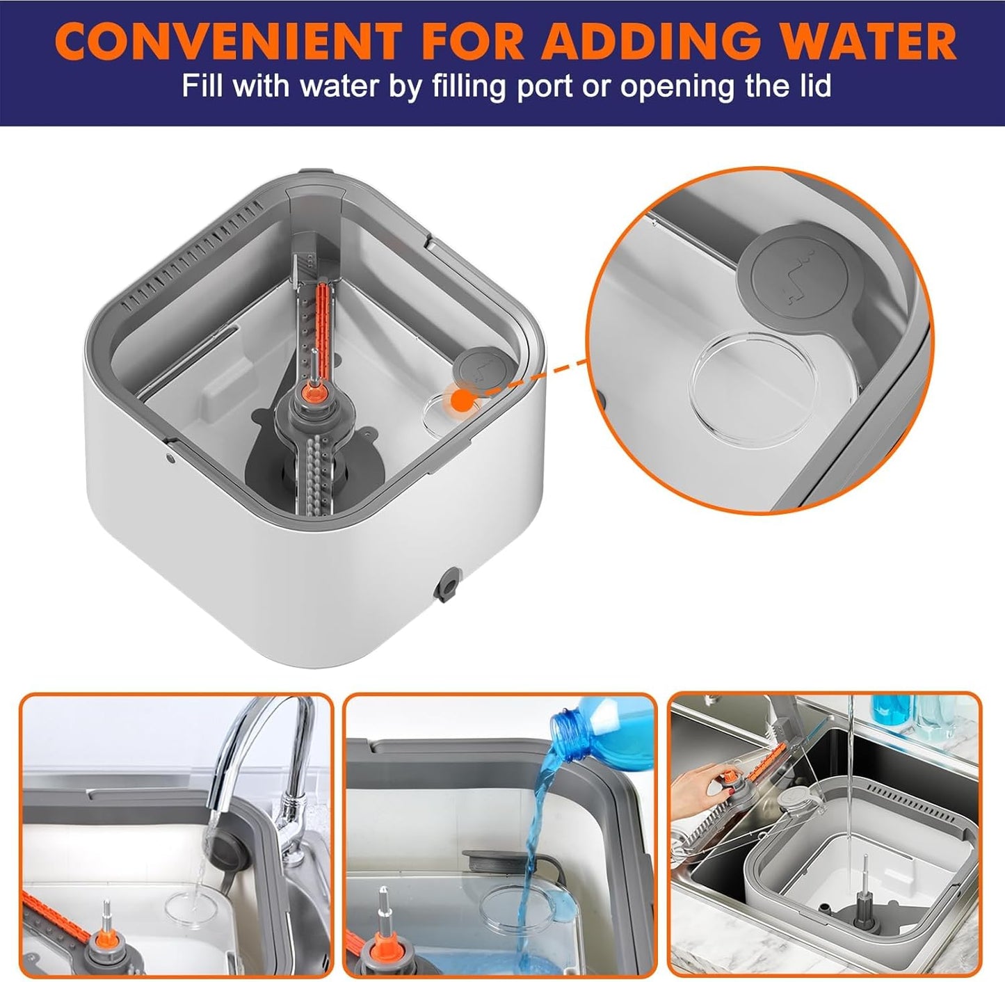 KZKR Spin Mop and Bucket Set with Self Separation Dirty and Clean Water System, Self Wringing 360° Rotating Square Mop Head for Home Floors Cleaning (2.0 Mop and Bucket Set (6 Pads) Ship by Amazon)