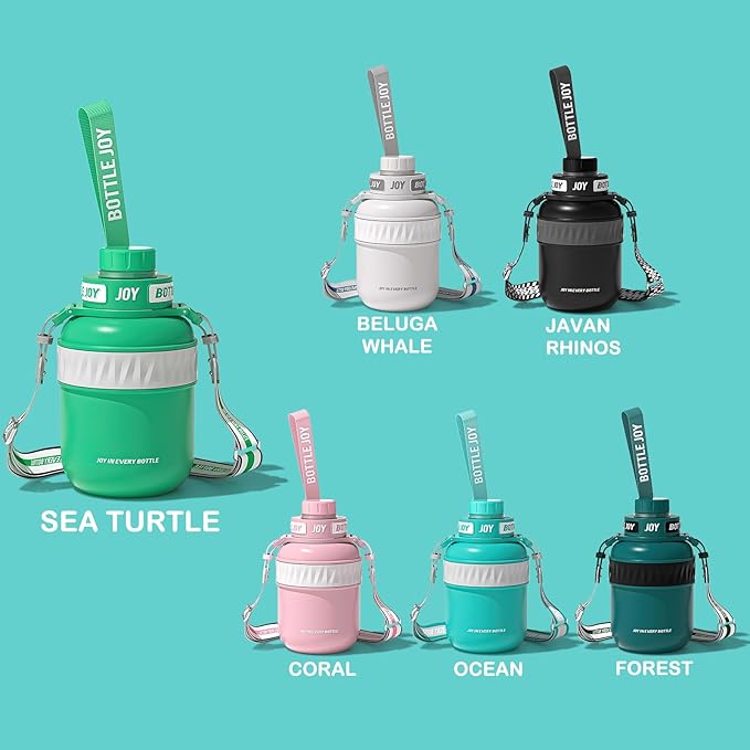 Stainless-Steel Water Bottle: Leakproof Lid, Perfect Sip, Double Insulated, Eco-Friendly, Dishwasher Safe & Stylish Strap (Sea Turtle, 32 oz)